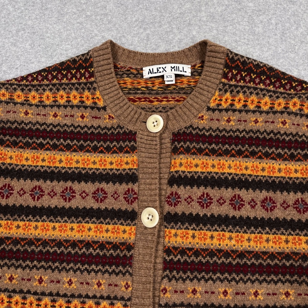 Alex Mill Francis Cardigan Womens XS Fair Isle Extrafine Merino Wool Sweater - Picture 8 of 12